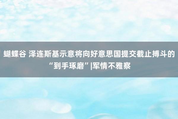 蝴蝶谷 泽连斯基示意将向好意思国提交截止搏斗的“到手琢磨”|军情不雅察