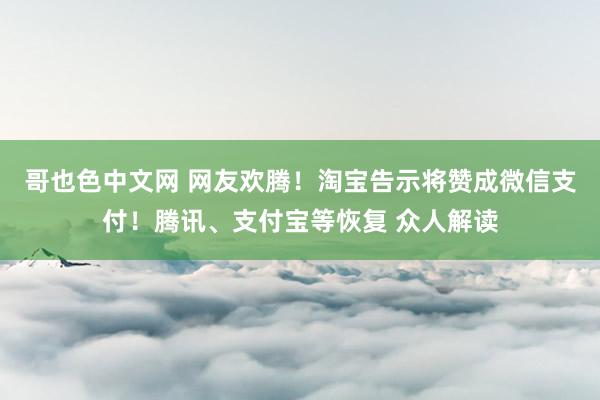 哥也色中文网 网友欢腾！淘宝告示将赞成微信支付！腾讯、支付宝等恢复 众人解读