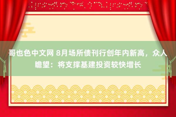 哥也色中文网 8月场所债刊行创年内新高，众人瞻望：将支撑基建投资较快增长