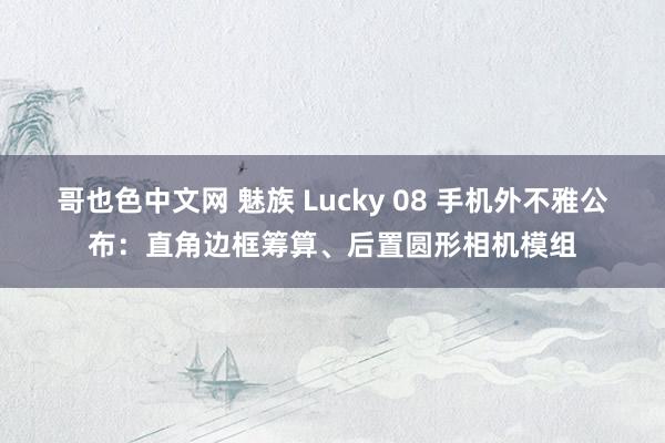 哥也色中文网 魅族 Lucky 08 手机外不雅公布：直角边框筹算、后置圆形相机模组