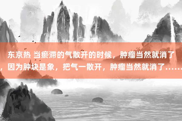 东京热 当瘀滞的气散开的时候，肿瘤当然就消了，因为肿块是象，把气一散开，肿瘤当然就消了……