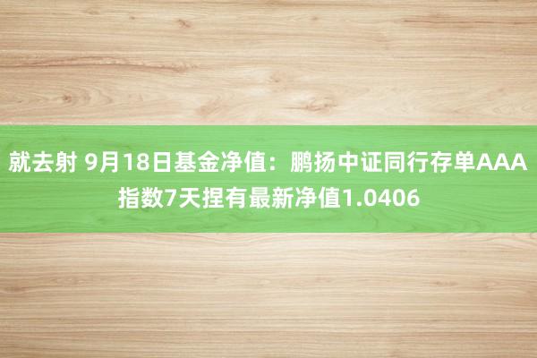 就去射 9月18日基金净值：鹏扬中证同行存单AAA指数7天捏有最新净值1.0406