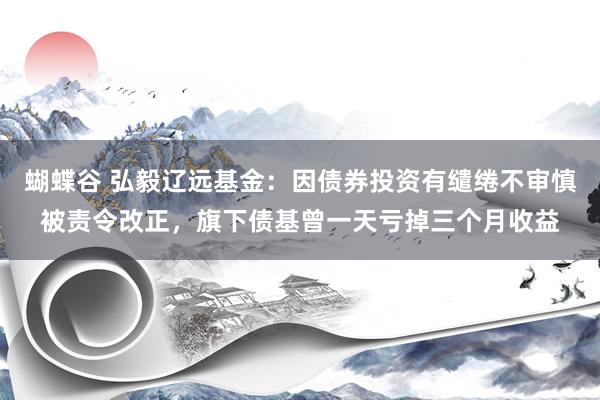 蝴蝶谷 弘毅辽远基金：因债券投资有缱绻不审慎被责令改正，旗下债基曾一天亏掉三个月收益