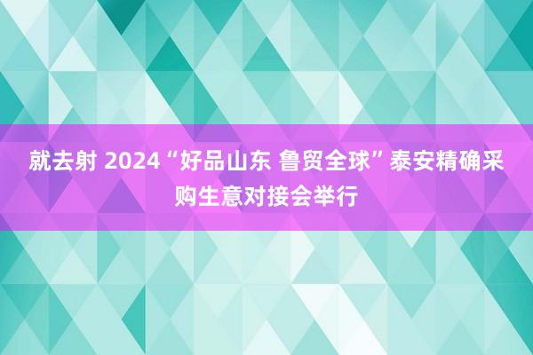 就去射 2024“好品山东 鲁贸全球”泰安精确采购生意对接会举行