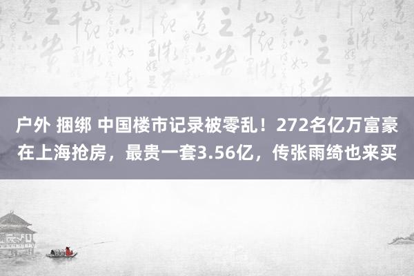 户外 捆绑 中国楼市记录被零乱！272名亿万富豪在上海抢房，最贵一套3.56亿，传张雨绮也来买