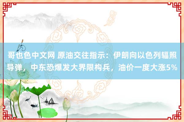 哥也色中文网 原油交往指示：伊朗向以色列辐照导弹，中东恐爆发大界限构兵，油价一度大涨5%