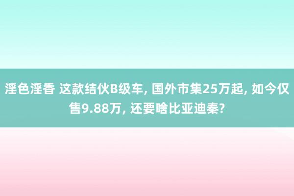 淫色淫香 这款结伙B级车， 国外市集25万起， 如今仅售9.88万， 还要啥比亚迪秦?