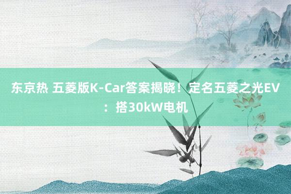 东京热 五菱版K-Car答案揭晓！定名五菱之光EV：搭30kW电机