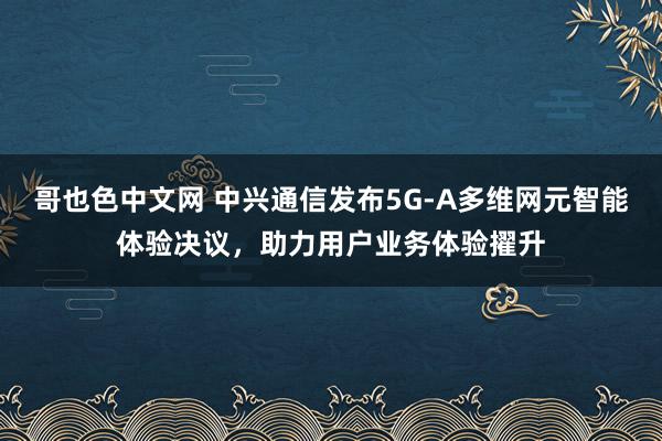 哥也色中文网 中兴通信发布5G-A多维网元智能体验决议，助力用户业务体验擢升