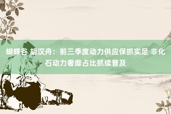 蝴蝶谷 胡汉舟：前三季度动力供应保抓实足 非化石动力奢靡占比抓续普及