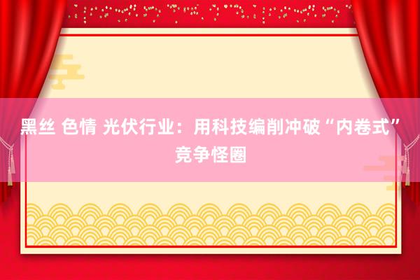 黑丝 色情 光伏行业：用科技编削冲破“内卷式”竞争怪圈