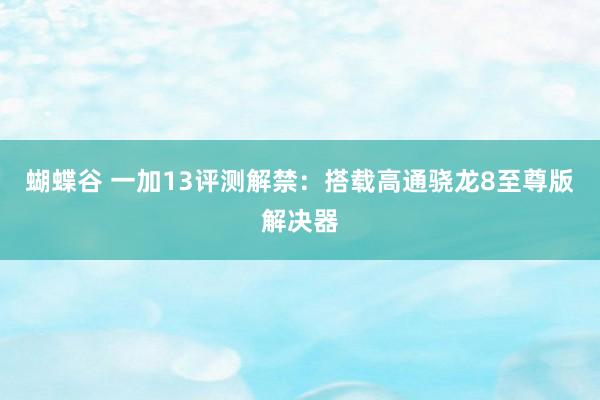 蝴蝶谷 一加13评测解禁：搭载高通骁龙8至尊版解决器