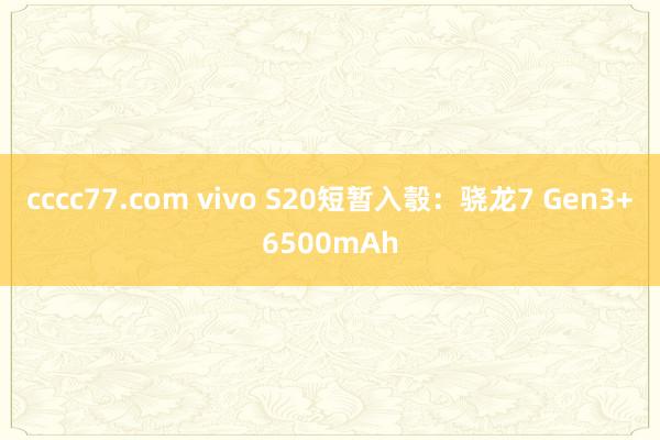 cccc77.com vivo S20短暂入彀：骁龙7 Gen3+6500mAh