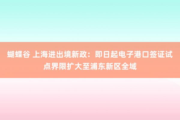 蝴蝶谷 上海进出境新政：即日起电子港口签证试点界限扩大至浦东新区全域