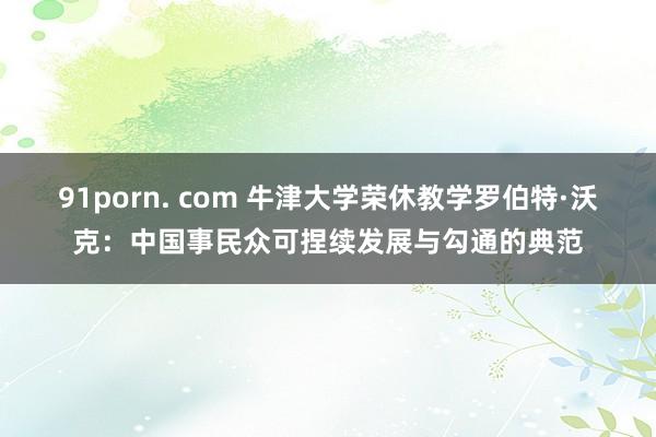 91porn. com 牛津大学荣休教学罗伯特·沃克：中国事民众可捏续发展与勾通的典范