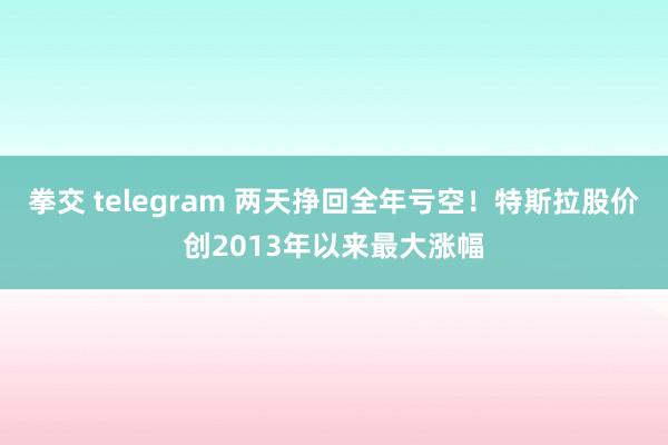 拳交 telegram 两天挣回全年亏空！特斯拉股价创2013年以来最大涨幅