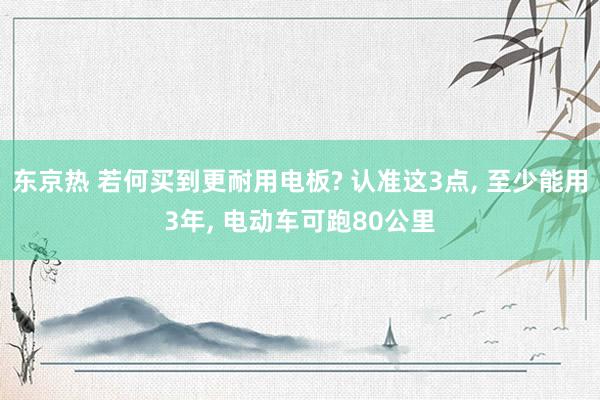 东京热 若何买到更耐用电板? 认准这3点， 至少能用3年， 电动车可跑80公里