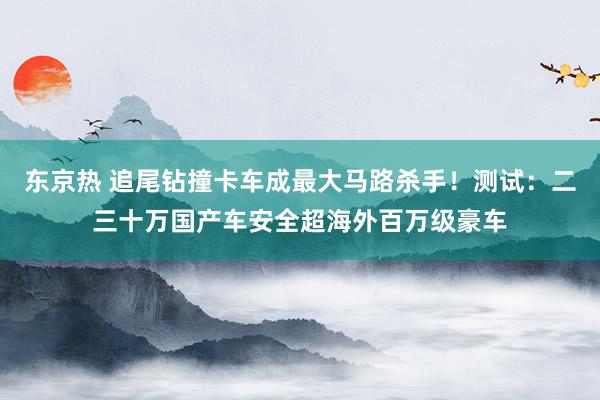 东京热 追尾钻撞卡车成最大马路杀手！测试：二三十万国产车安全超海外百万级豪车