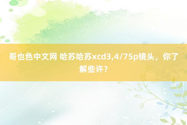 哥也色中文网 哈苏哈苏xcd3，4/75p镜头，你了解些许？