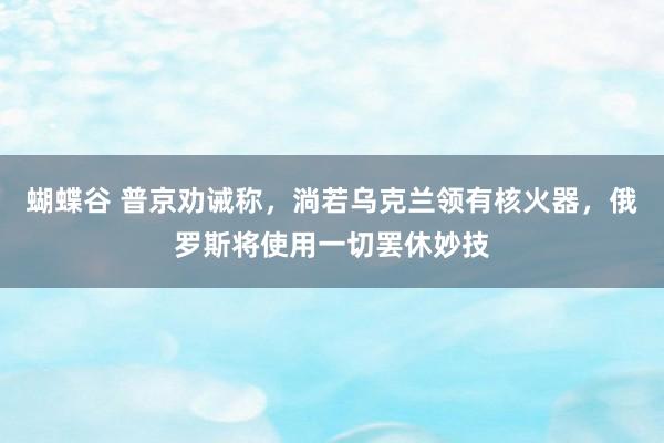 蝴蝶谷 普京劝诫称，淌若乌克兰领有核火器，俄罗斯将使用一切罢休妙技