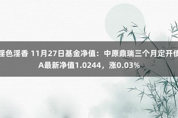 淫色淫香 11月27日基金净值：中原鼎瑞三个月定开债A最新净值1.0244，涨0.03%