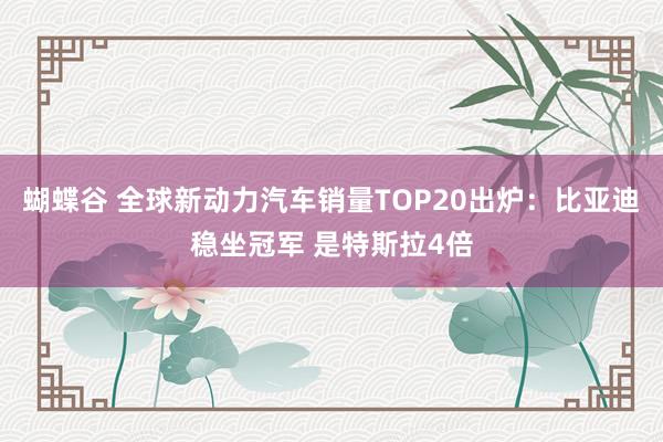 蝴蝶谷 全球新动力汽车销量TOP20出炉：比亚迪稳坐冠军 是特斯拉4倍