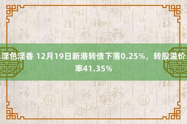 淫色淫香 12月19日新港转债下落0.25%，转股溢价率41.35%