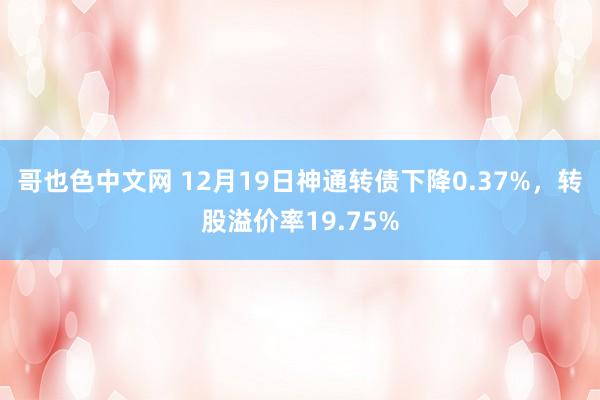 哥也色中文网 12月19日神通转债下降0.37%，转股溢价率19.75%