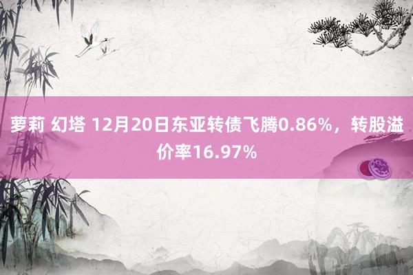 萝莉 幻塔 12月20日东亚转债飞腾0.86%，转股溢价率16.97%