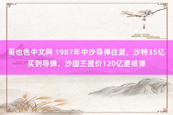 哥也色中文网 1987年中沙导弹往复，沙特35亿买到导弹，沙国王提价120亿要核弹